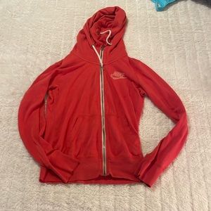 red nike zip up hoodie